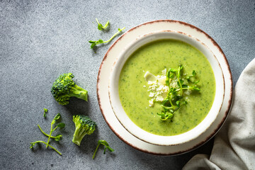 Broccoli cream soup with cream and parmesan.