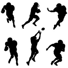 Vector silhouettes of (American) football players playing football.
