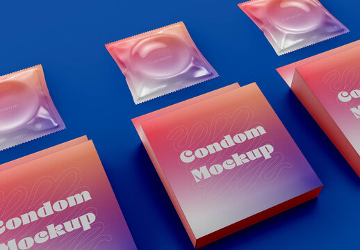 Set of Condoms Mockup