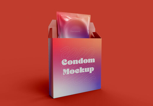 Condom with Box Packaging Mockup