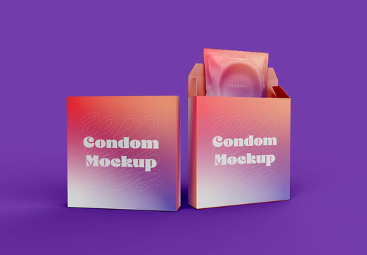 Pair of Boxes with Condoms Mockup
