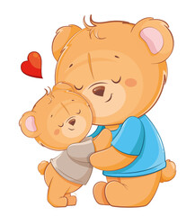 Fototapeta premium Happy Father's day. Bears Dad and Son