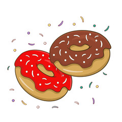Donuts with sprinkles. Vector. Isolated on white background