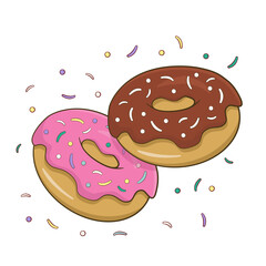 Donuts with sprinkles. Vector. Isolated on white background