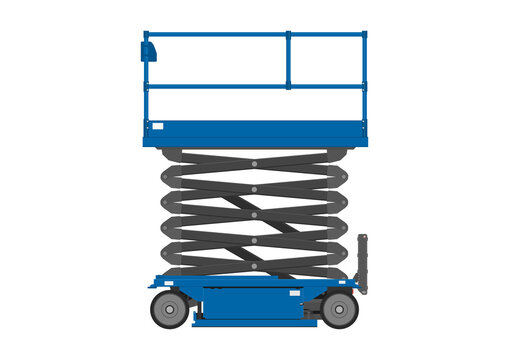 Electric Scissor Lift Work Platform. Vector.