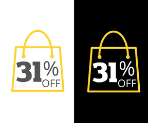 31% Off with discount gold black and white online shopping bag design 