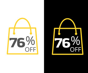 76% Off with discount gold black and white online shopping bag design 