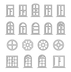 Set Windows line icon. Architecture elements. Linear icons isolated on white background.