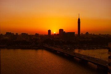 Fototapeta na wymiar Le Caire , coucher de soleil