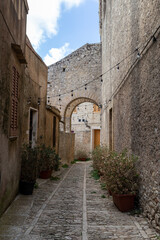 Mediterranean stone village on the island of Sicily