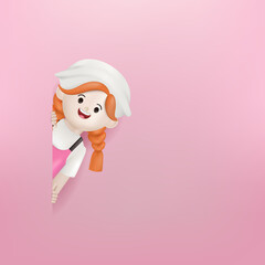 3d illustration cartoon cute chef woman character. 3d vector cartoon people design.