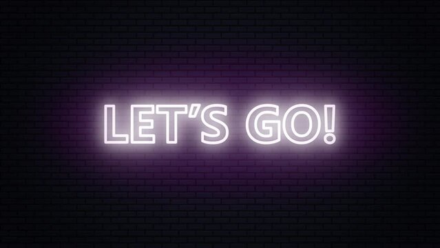 Abstract glowing neon intro animation. 1, 2, 3 count and let's go text. neon sign on brick wall animated stock footage. Motivational and Inspirational slogan. dark background