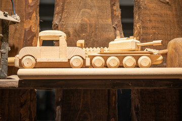 homemade wooden toys, tanks, trucks. the best eco children's toys