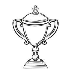 Cup outline vector icon. First place winner, trophy goblet, sport award. Isolated vector icon of high chalice first place illustration in retro style.