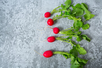 fresh radish isolated on grey granite background