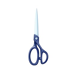 Tailor scissors with blue handle flat color vector object isolated. Sewing tool cartoon style illustration