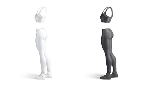 Blank black and white women sport uniform mockup, looped rotation