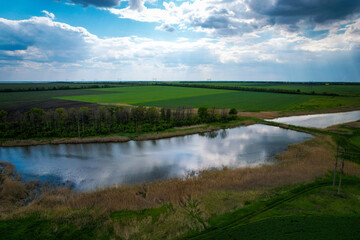 Ukrainian landscape with river and sky