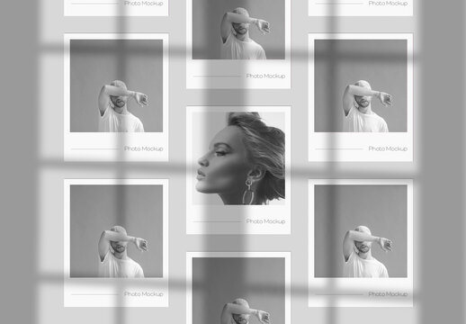 Front View of Set of Photos Mockup