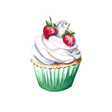 cupcake with strawberries