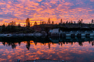 sunset over the river