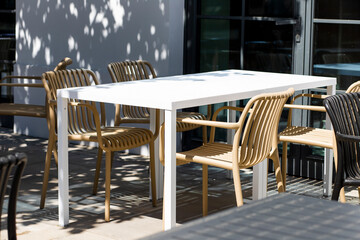 tables and chairs in cafe