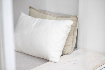 bed with pillows soft and white