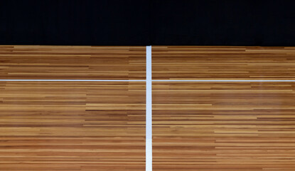 White line on the gymnasium floor for assign sports court. Badminton, Futsal, Volleyball and...
