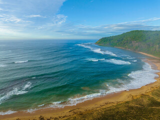 Early morning seascape with  clouds and haze