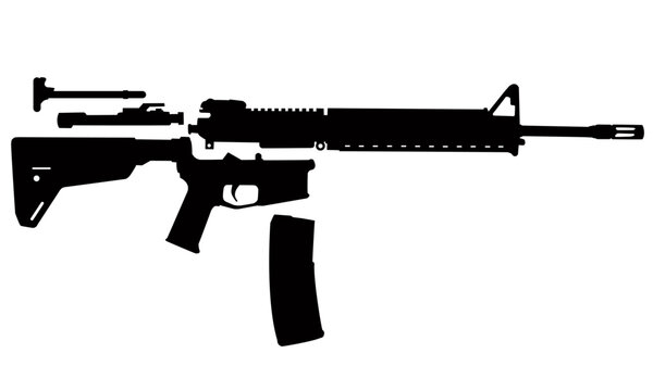 AR15 Rifle Parts Breakdown Silhouette