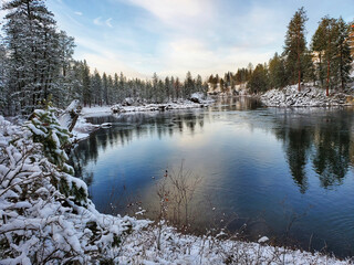 river reflection in winter
