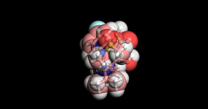 Rosuvastatin, 3D molecule, spinning 4K
