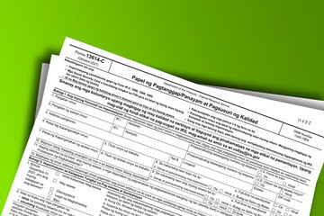 Naklejka premium Form 13614-C (tl) documentation published IRS USA 44327. American tax document on colored