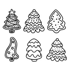 Christmas trees are isolated on a white background. Vector illustration in the doodle style.