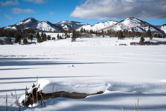 Steamboat Lake, Near Steamboat Springs, Colorado In Winter