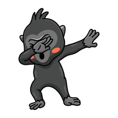 Cute little crested black macaque cartoon dancing