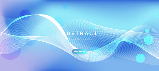 Vector wave lines flowing dynamic in white isolated on blue background	
