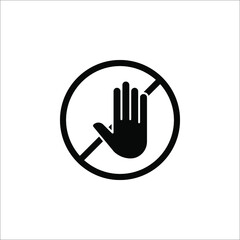 Fototapeta premium Simple stop roadsign with big hand symbol or icon vector illustration