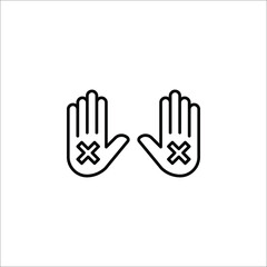 Fototapeta premium Simple stop roadsign with big hand symbol or icon vector illustration