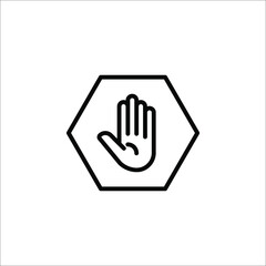 Simple stop roadsign with big hand symbol or icon vector illustration
