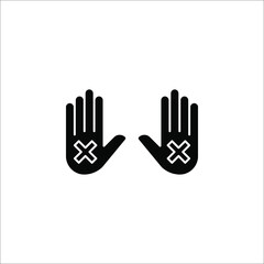 Simple stop roadsign with big hand symbol or icon vector illustration
