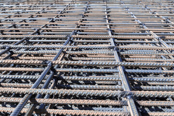 reinforcing welded mesh close-up in the form of perspective