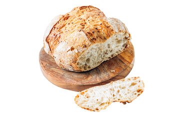 Fresh rye bread or whole grain bread. Isolated on white background.