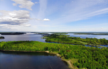 Forested islands in the St Lawrence River