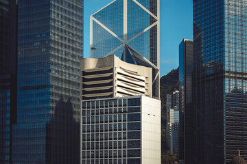 Obraz premium Modern office building close up in Hong Kong