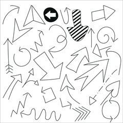 hand drawn arrows set doodle vector illustration