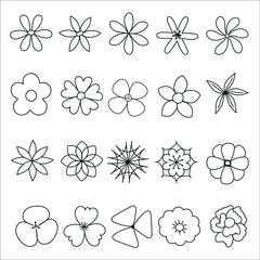 set of hand drawing flowers doodle illustration