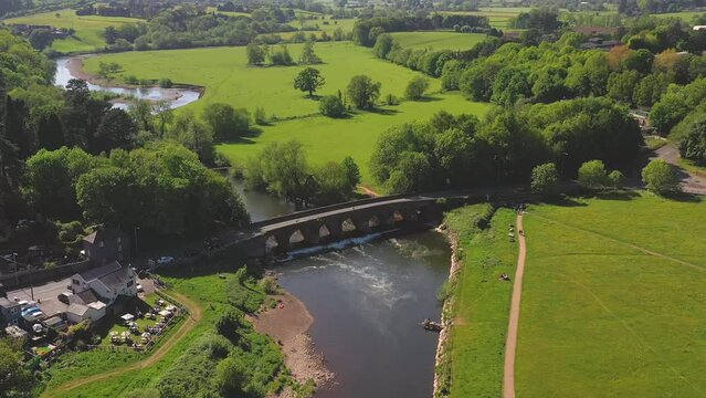 Aerial view of Abergavenny and the River Usk