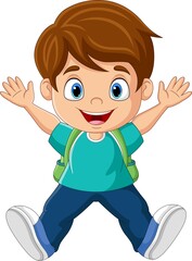 Cartoon happy school boy posing