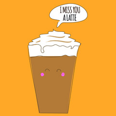 puns latte illustration vector